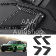4X For Audi A3 S3 RS3 2022-2023 Carbon Fiber Inner Door Panel Armrest Cover Trim
