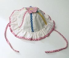 Vintage Little Baby Girls 6-9 Months Sunhat Bonnet White Pastel