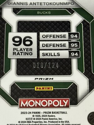 2023-24 Prizm Monopoly Giannis Antetokounmpo Insert #PS5 Orange