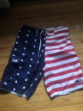 American Flag Bathing Suit Exist Mens 2X XXL USA Patriotic Swim Wear Trunks