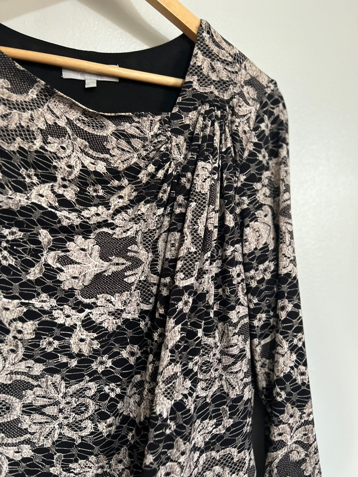 Per Una Black Boat Neck Drape Long Sleeve Midi Dress Size 16 eBay