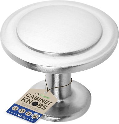 50pcs 1-1/4 Brushed Nickel Cabinet Knobs Rust-Proof Finish, Modern Design