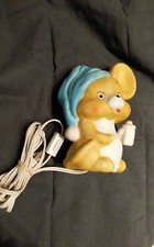 Josef "Sleepy Eyes Ceramic Figurine Mouse" Wearing Blue Hat Night Light  6" T