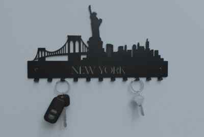 Iconic Cities New York Skyline Silhouette Schlüsselbrett Schlüsselhaken Stadt Wahrzeichen