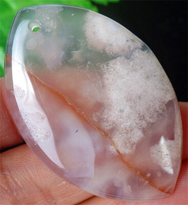47x31x5mm Natural Cherry Blossom Agate Healing Marquise Pendant Bead BQ64867