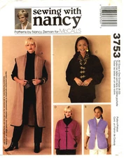 McCalls 3753 Misses Sewing With Nancy Jackets Vests Sewing Pattern Sz 8-22 Uncut