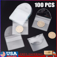 100PCS 2x2Inch Clear Single Pocket Plastic Coin Sleeves Coin Pouches Coin Jewel
