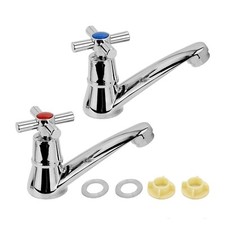 2X Twin Taps Set Hot and Cold Pair Tap Traditional Bath Bathroom Basin Sink