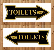 TOILETS - SIGN NOTICE - cloakroom bathroom toilet wc left right direction arrow