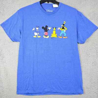 Disney Friends Shirt Mens Medium Blue Mickey Mouse Park World Casual Theme NWT
