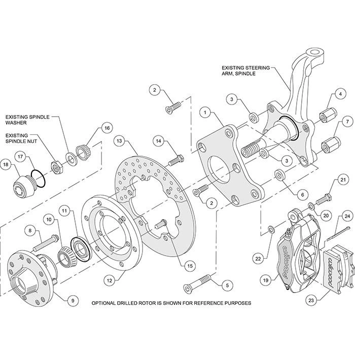 Kit de freno de disco de arrastre delantero Wilwood 140-2712-BD FDL, 1962-72 para Mopar Foto 3 de 4
