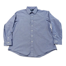 Polo Ralph Lauren Curham Classic Fit Button Down Shirt Blue White Plaid XL 17.5