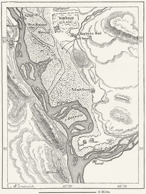 TIGRIS. Calash Confluence Gt Zab, Skizzenkarte um 1885 alte antike Plankarte