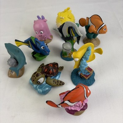 9 Disney Finding Nemo PVC Figures Toy Cake Toppers Nemo, Marlin, Dory, -PreOwned