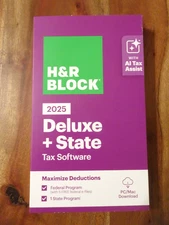 H&R Block Tax Software Deluxe + State 2025 Key Card PC/Mac (READ LISTING)
