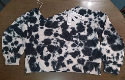 525 America Monochrome Tie-Dye  Bleach White And Black Sweatshirt Size Large