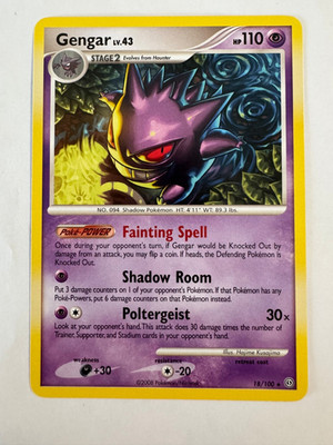 2008 Pokemon Gengar LV.43 18/100 Stormfront Rare Non-Holo Vintage NM