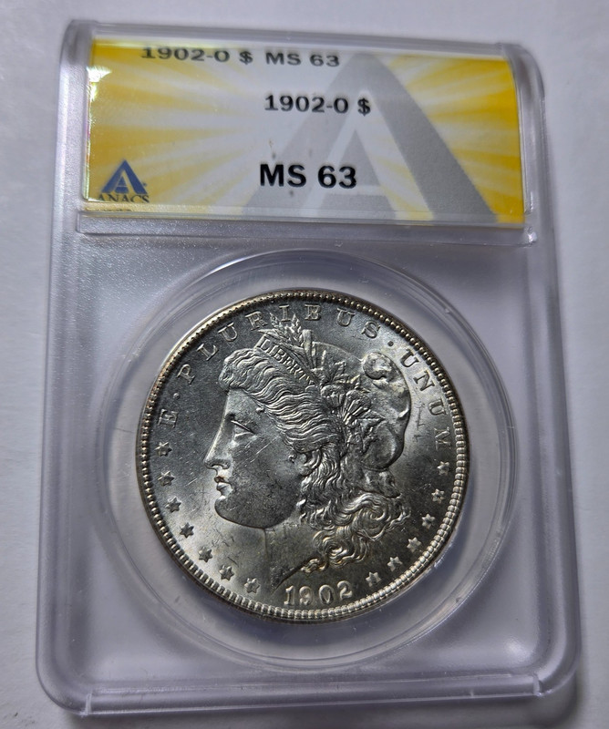 1902-O MORGAN $1 Dollar Silver Coin ~ANACS Cert MS63 BUnc Blast White Eye Appeal