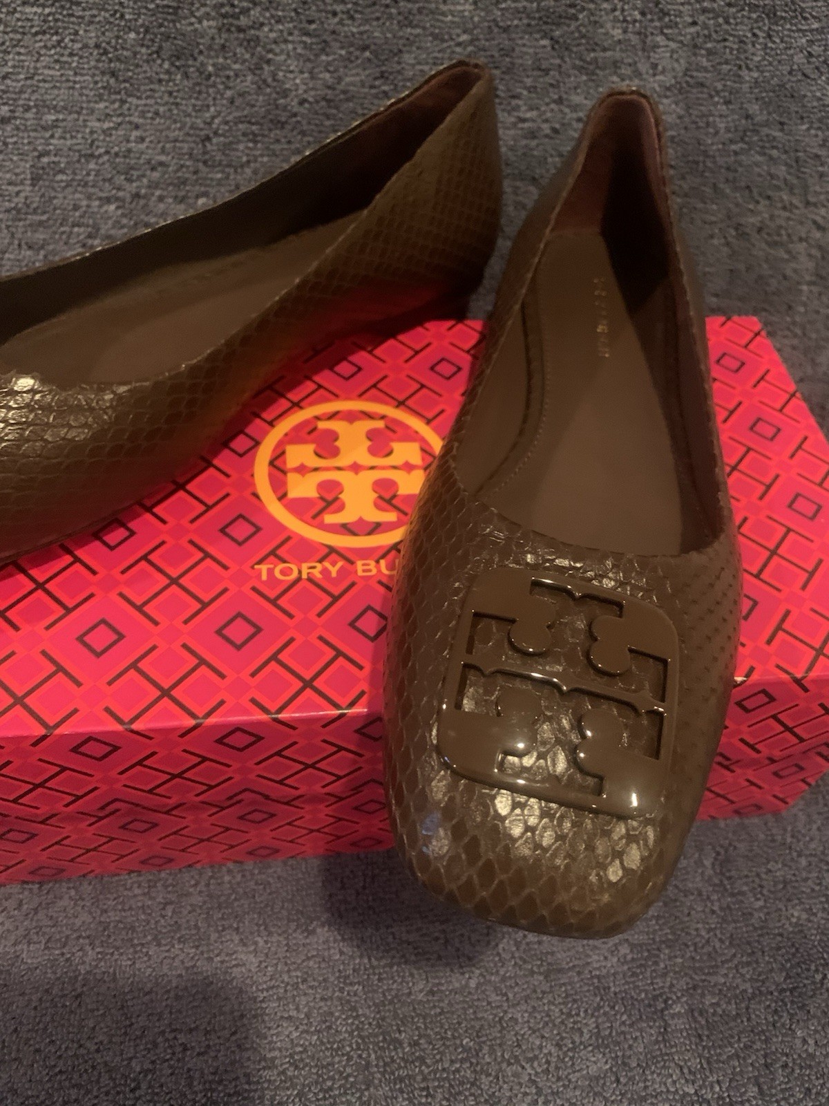 NIB! Tory Burch Georgia square toe snake ballet flats