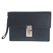 Versace Leather Dial Lock Clutch Men Black One Size