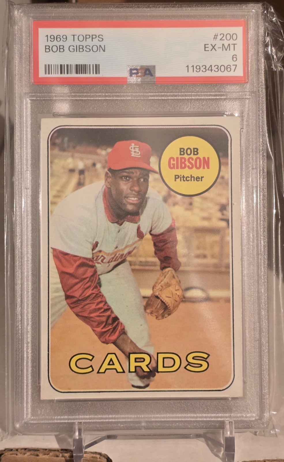 1969 Topps #200 Bob Gibson St. Louis Cardinals PSA 6 Graded Baseball Card HOF