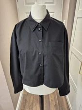 Cos  Blouse Cropped Boxy Cotton Blend  Uk 14 Eur42 Boyfriend Oversized Fit