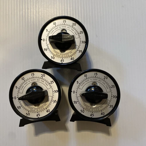 Three (3)  Vintage Fisher Scientific Black Kitchen/Darkroom Timer Made in USA