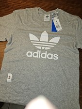 adidas Originals Trefoil Tee Logo Crew Neck Short Sleeve T-Shirt Mens Gray S