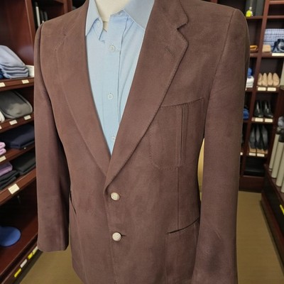 Lanvin Paris Blazer 42r Vintage 1970s Microfiber Brown Patch Pocket