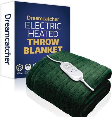 Elektrische Heizdecke Doppel Weich Fleece Grün Überdecke Timer Sofas