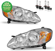 Headlight Assembly 2003-2008 Toyota Corolla Clear Lens Chrome Housing Amber
