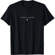 Christian Jesus Saves Cross Minimal Religious Faith T-Shirt Mens Unisex ...