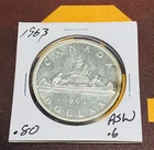 1963 Canada Silver Dollar World Foreign Canadian 80% Silver