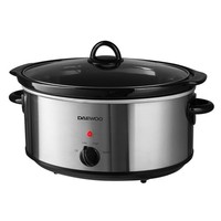 Daewoo Slow Cooker 6.5L Stainless Steel 6.5 Litre Glass Lid Ceramic Pot Large