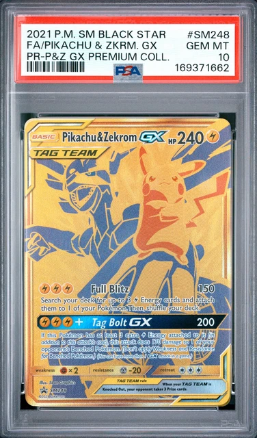 2021 POKEMON SUN & MOON BLACK STAR PROMOS FULL ART/PIKACHU & ZEKROM GX PSA 10