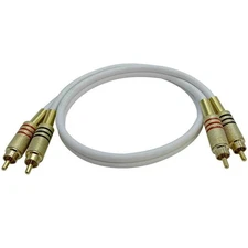 Premium 2 Foot White Dual RCA Male to Male Audio Patch Cable