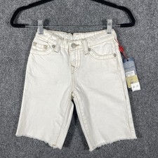NWT True Religion Geno Cut Off Shorts White Cream Youth Boys Size 7 2865