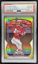 2023 Bowman Elly De La Cruz Chrome Prospects Yellow Refractor #/75 Reds PSA 10