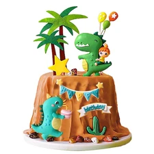 Gyufise 10 Pack Dinosaur Cake Decorations Dinosaur Babyshower Happy Birthday