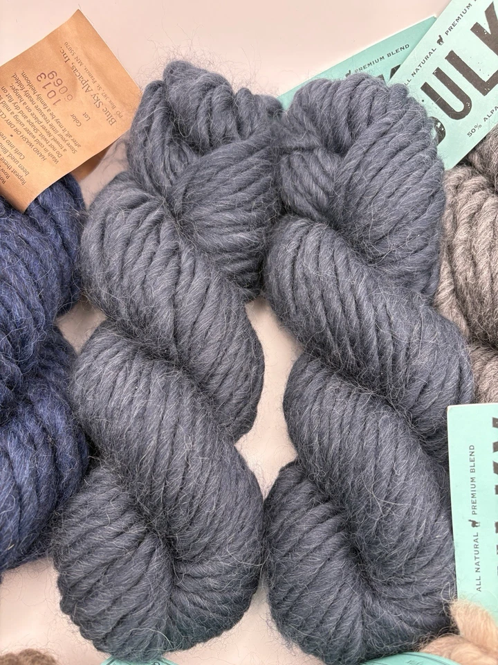 Lote de 9 Alpacas Cielo Azul Hilo Voluminoso Alpaca Neutrales Beige Gris Azul 100g 45yds Foto 4 de 4