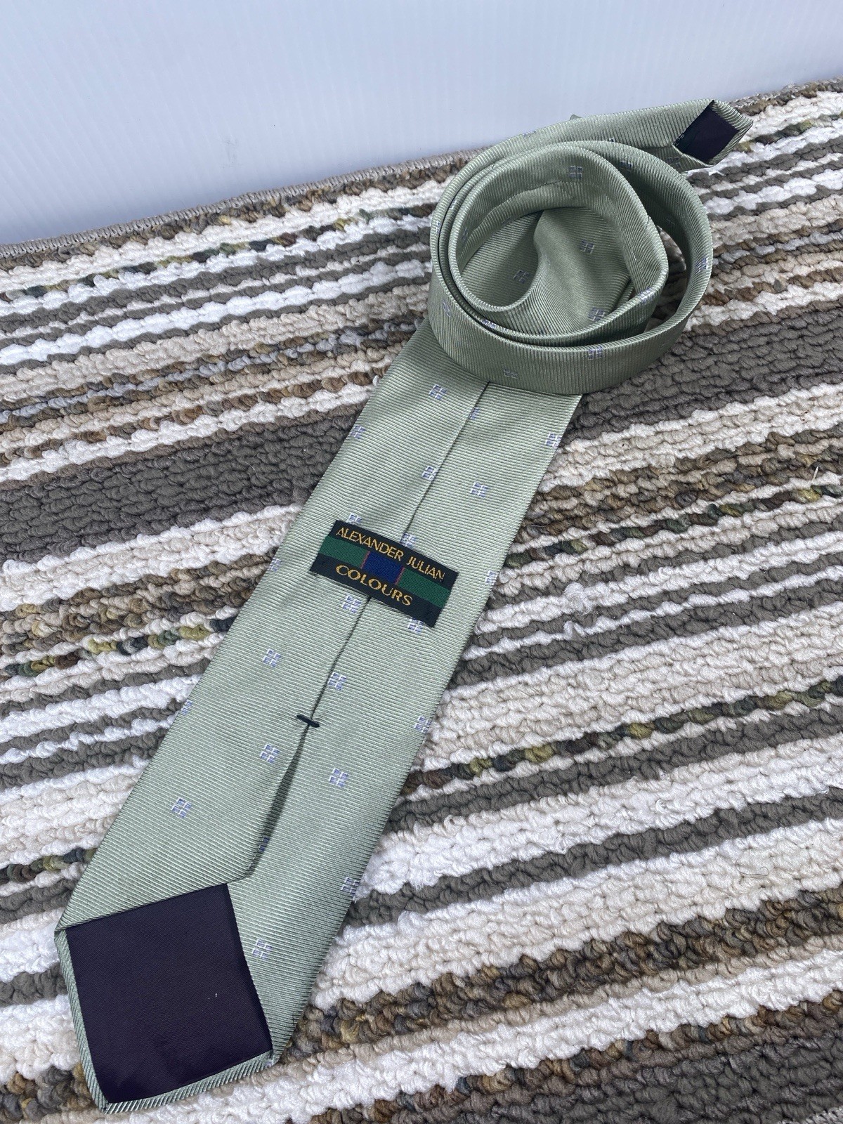 Alexander Julian Colours Men’s Tie – Sage Green Geometric Pattern