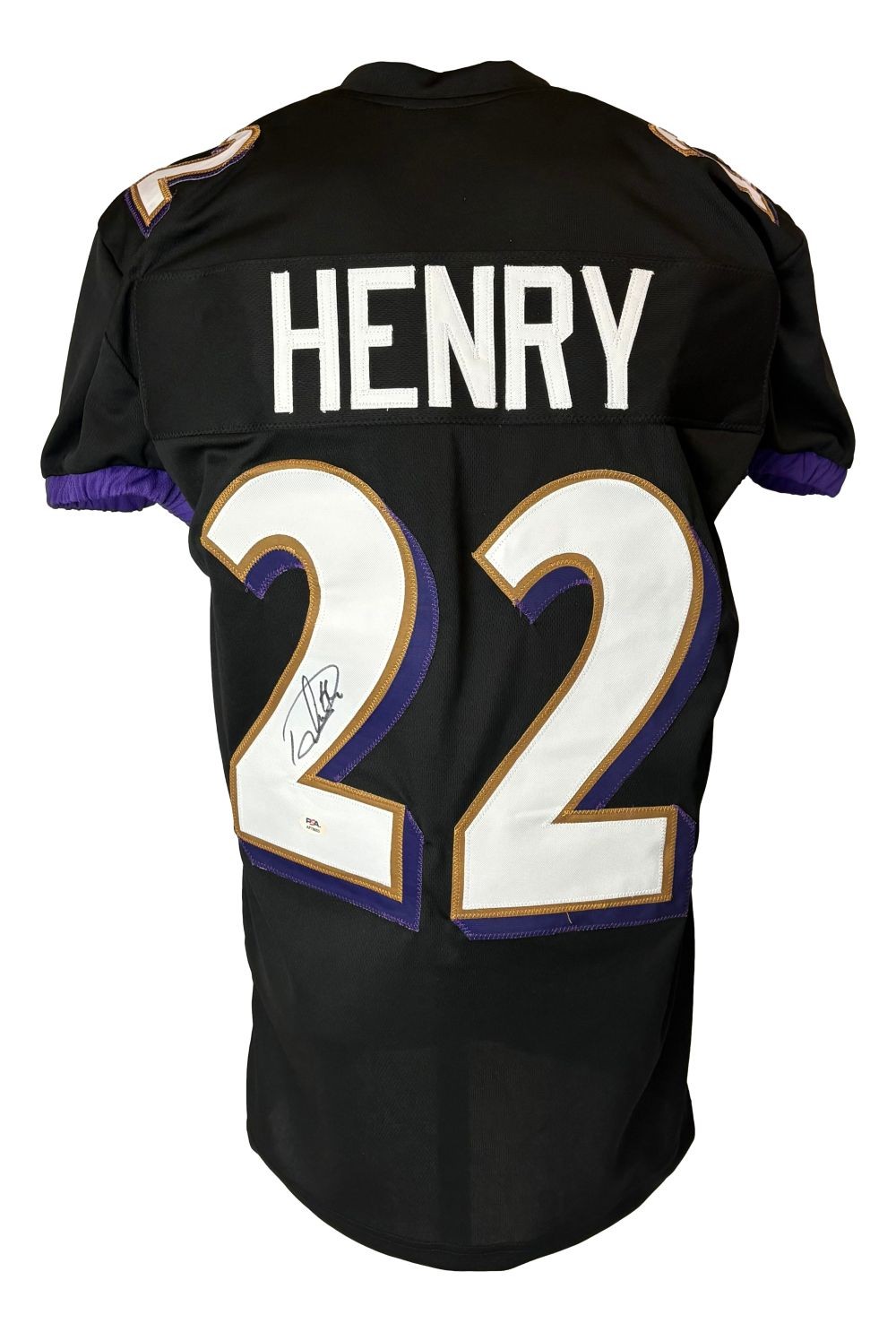 Derrick Henry Autographed Signed Baltimore Ravens Baltimore Black Pro-Cut Football Jersey PSA/DNA 