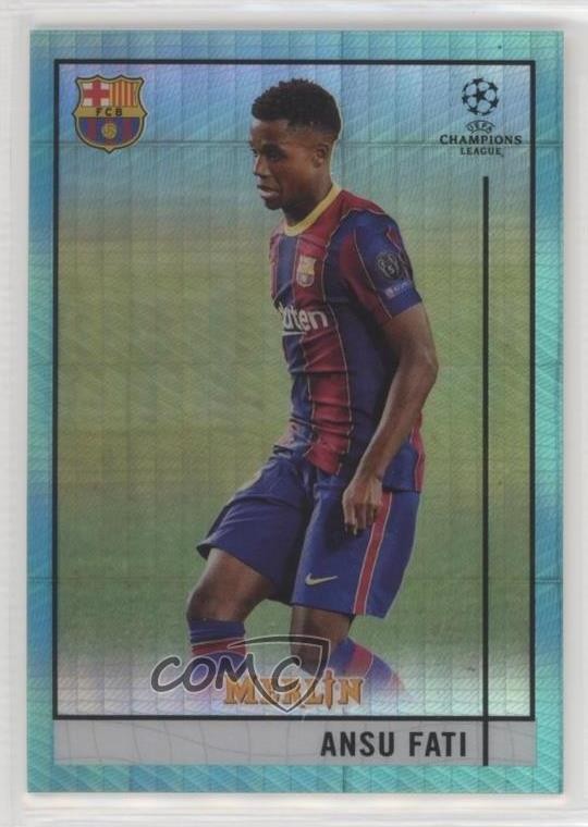 2020 Topps Merlin Collection Chrome UCL Aqua Prism Refractor Ansu Fati #39 0zb7