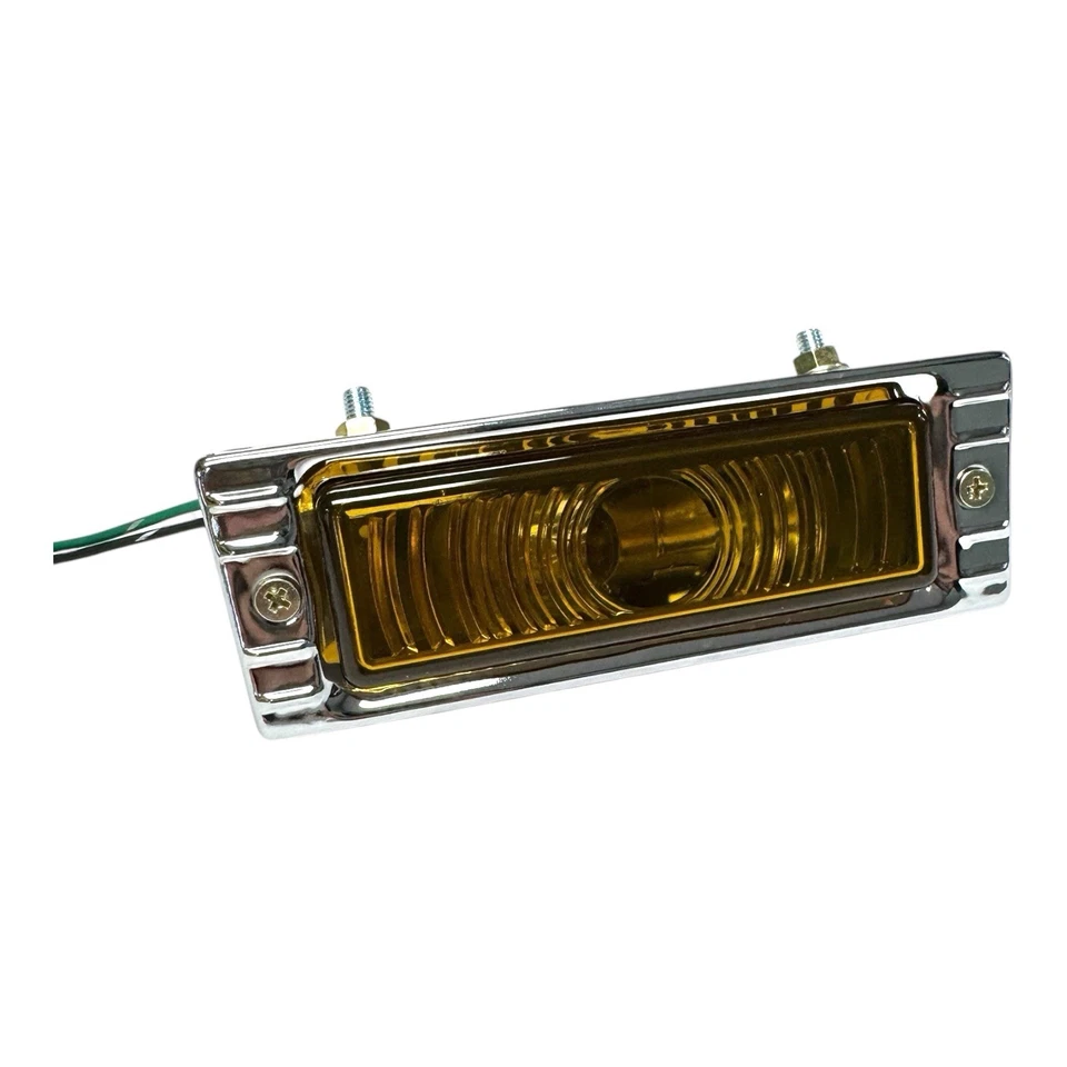 Pair Turn Signal Park Light Assemblies w/ Amber Lens For 1947-53 Chevy Truck - Image 3 of 4