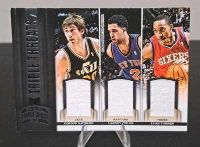 2012-13 Panini Triple Threats Materials Gordon Hayward Evan Turner Landry Fields
