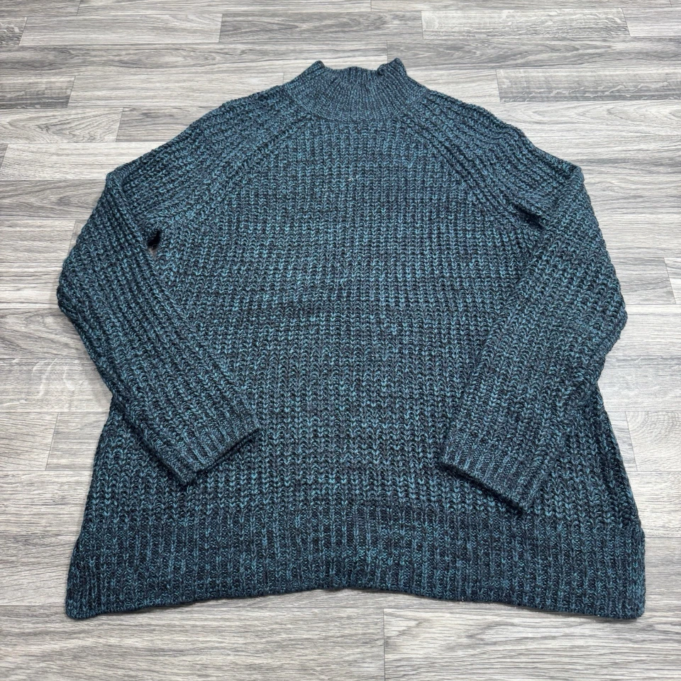 Relativity Women’s Ribbed Mock Neck Sweater Size M Black Teal Knit Long Sleeve - Image 3 of 4