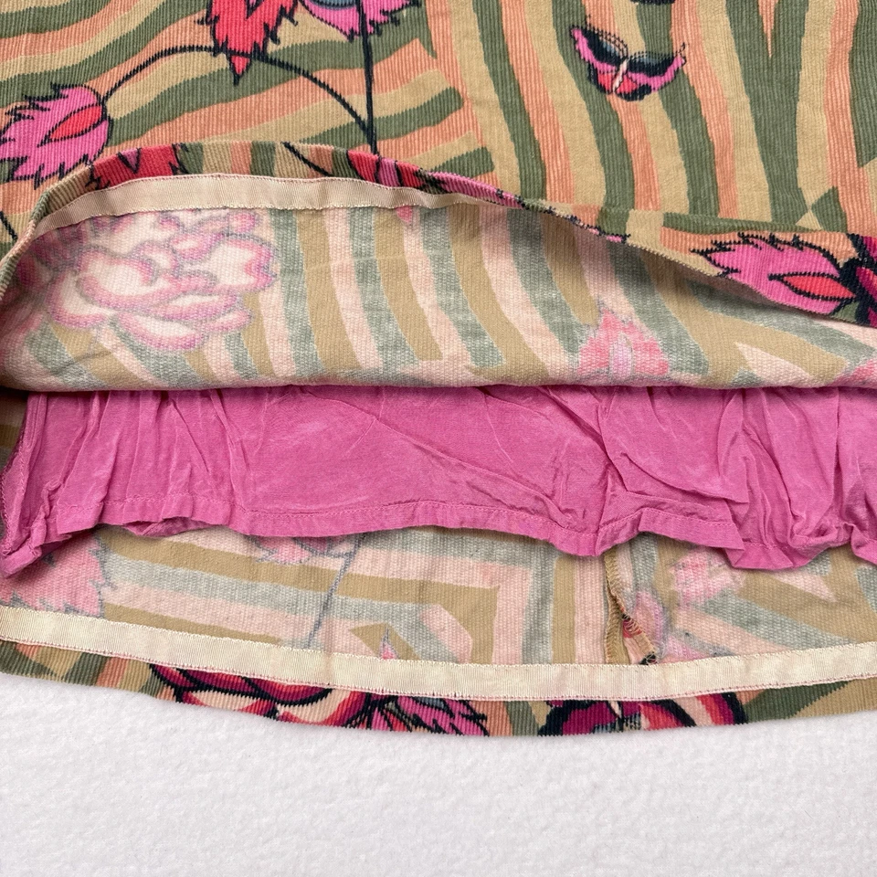 Falda Midi Anthropologie Elevenses Y2K Talla 2 Rosa Tostado Floral Mariposa Rayas Foto 4 de 4