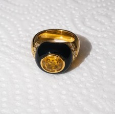 bague or 18 carats avec saphir jaune et éclat de diamant 