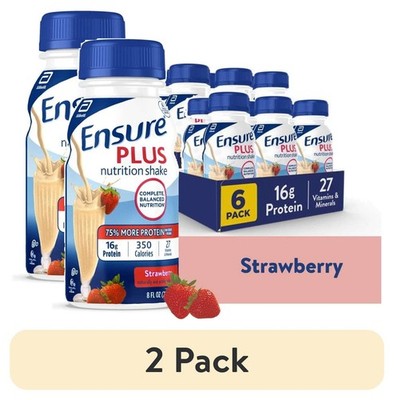 2 Pack Plus Meal Replacement Nutrition Shake Strawberry 16g Protein 8 fl oz