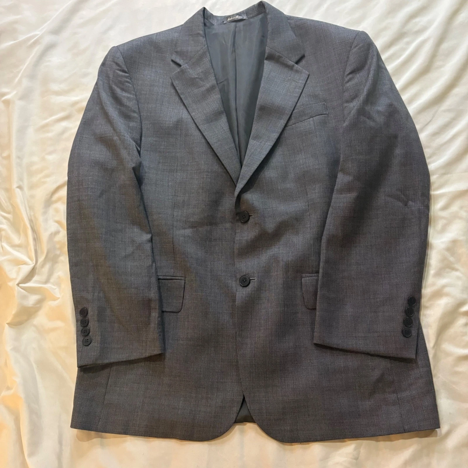 Oscar de la Renta Men's 42R Wool Charcoal Gray Two Button Blazer Sport Coat
